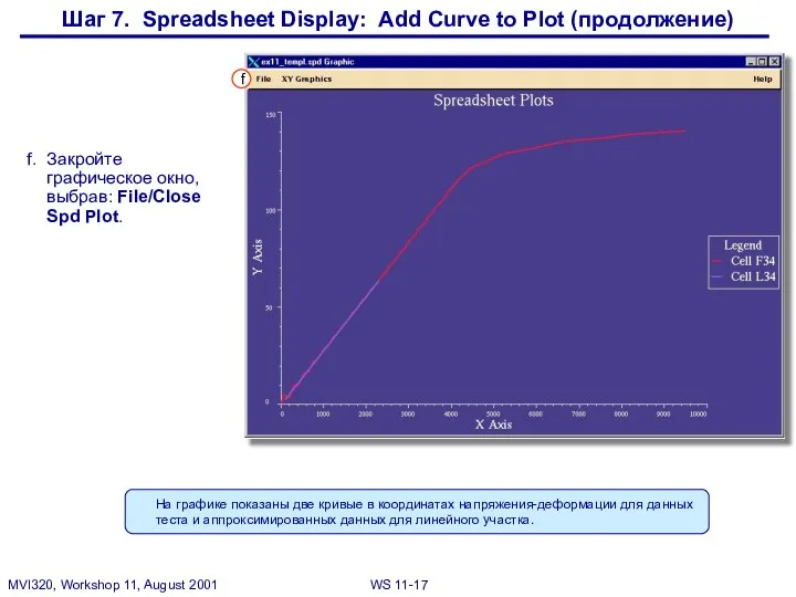 Шаг 7. Spreadsheet Display: Add Curve to Plot (продолжение) На графике