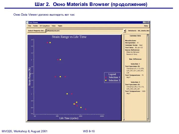 Шаг 2. Окно Materials Browser (продолжение) Окно Data Viewer должно выглядеть вот так: