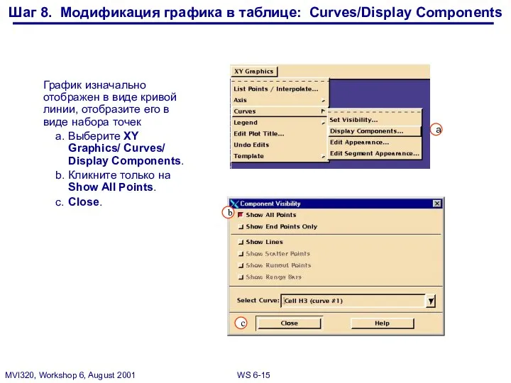 Шаг 8. Модификация графика в таблице: Curves/Display Components График изначально отображен