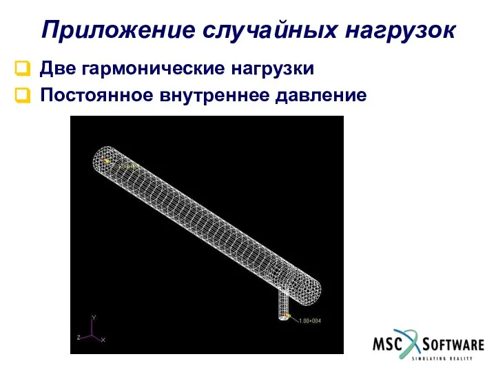 Приложение случайных нагрузок Две гармонические нагрузки Постоянное внутреннее давление