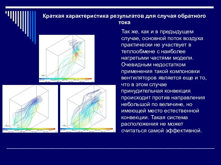 Краткая характеристика результатов для случая обратного тока Так же, как и