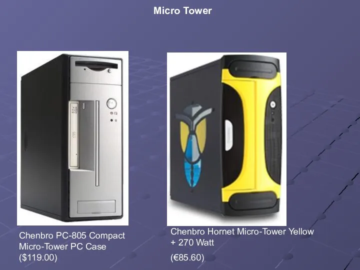 Micro Tower Chenbro PC-805 Compact Micro-Tower PC Case ($119.00) Chenbro Hornet