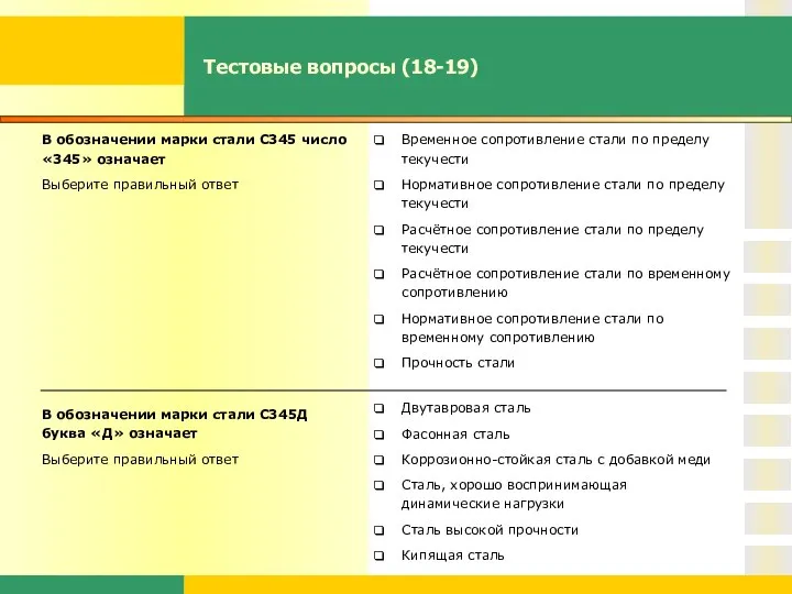 Тестовые вопросы (18-19) В обозначении марки стали С345 число «345» означает