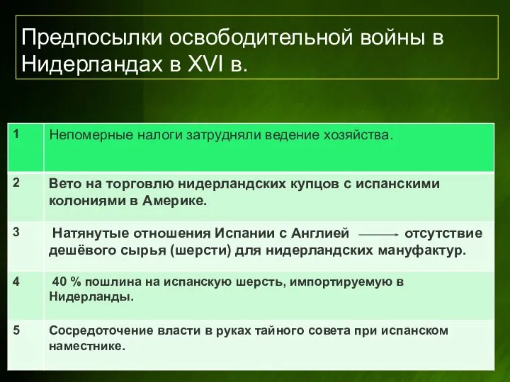 Предпосылки освободительной войны в Нидерландах в XVI в.