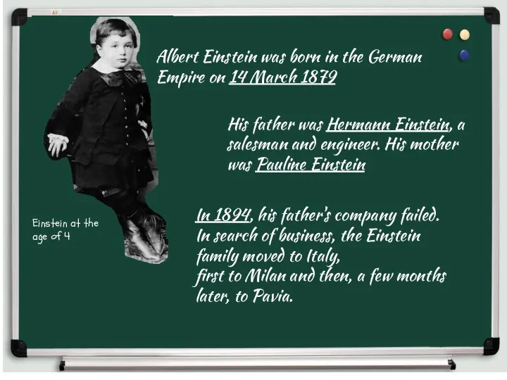 Albert Einstein was born in the German Empire on 14 March