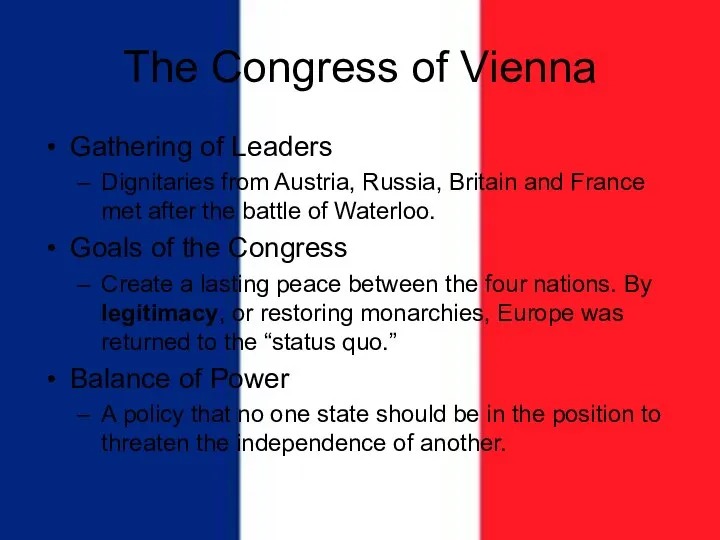 The Congress of Vienna Gathering of Leaders Dignitaries from Austria, Russia,