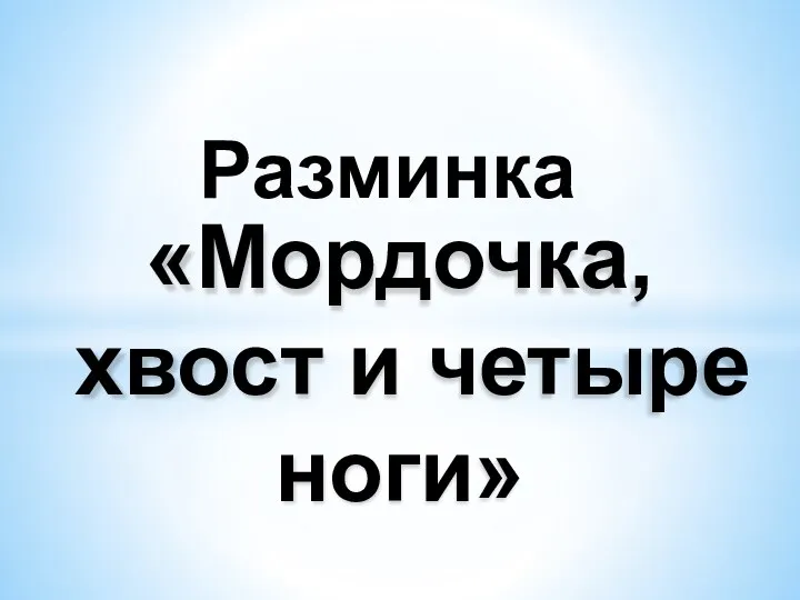 «Мордочка, хвост и четыре ноги» Разминка