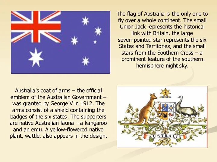 Australia's coat of arms – the official emblem of the Australian