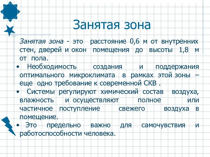 Занятая зона Занятая зона - это расстояние 0,6 м от внутренних