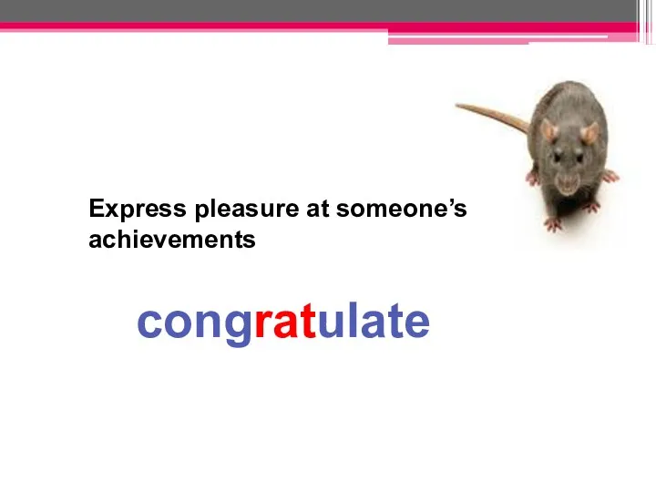 Express pleasure at someone’s achievements congratulate