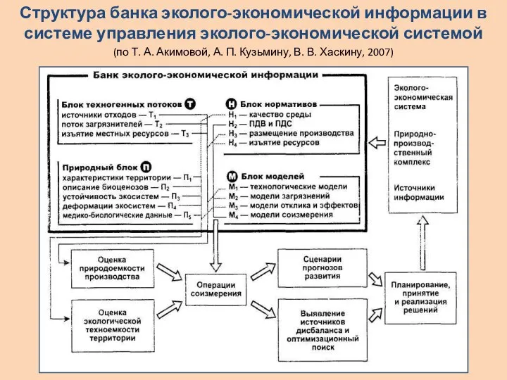 Структура банка эколого-экономической информации в системе управления эколого-экономической системой (по Т.