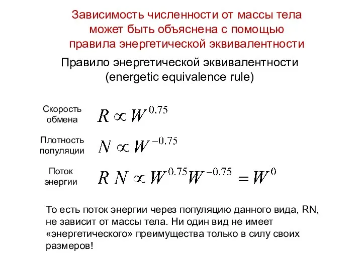 Правило энергетической эквивалентности (energetic equivalence rule) То есть поток энергии через