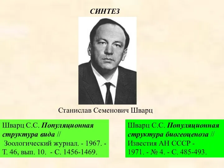 Станислав Семенович Шварц Шварц С.С. Популяционная структура вида // Зоологический журнал.