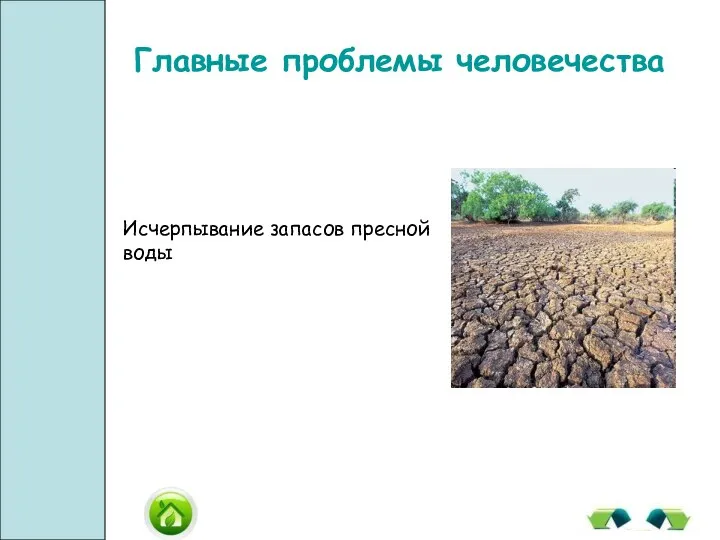 Исчерпывание запасов пресной воды Главные проблемы человечества