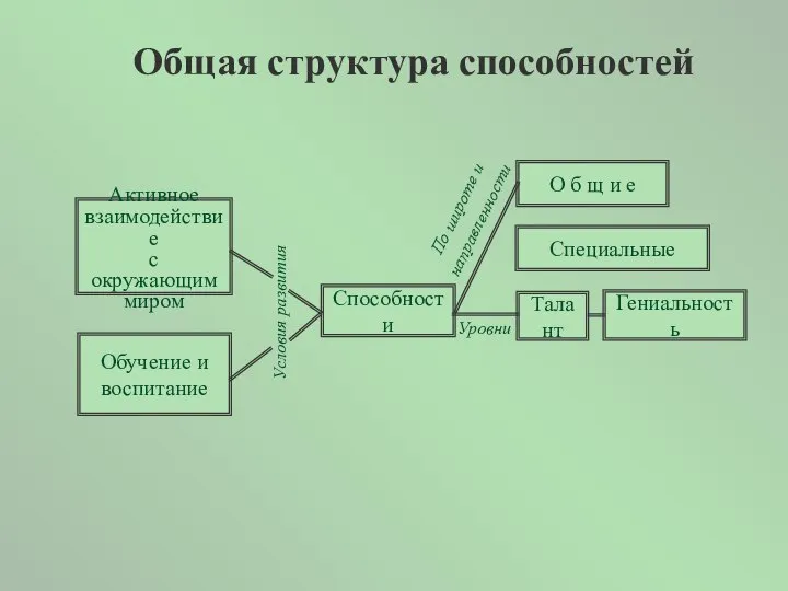 Общая структура способностей Способности Условия развития