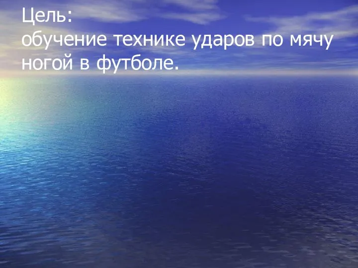 Цель: обучение технике ударов по мячу ногой в футболе.