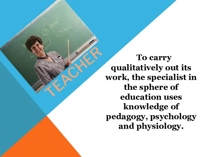Teacher To carry qualitatively out its work, the specialist in the