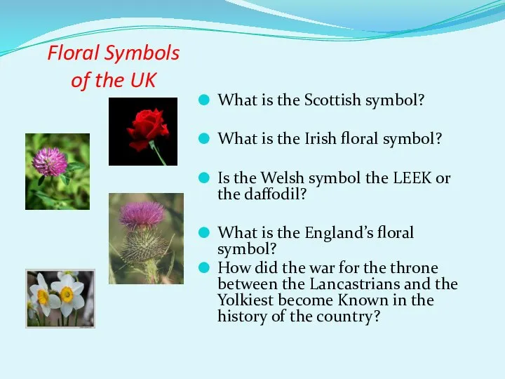 Floral Symbols of the UK What is the Scottish symbol? What