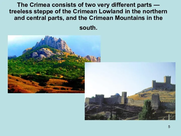 The Crimea consists of two very different parts — treeless steppe