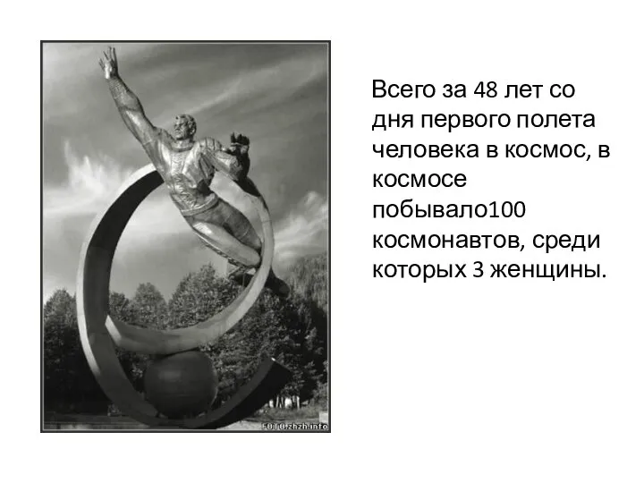 Всего за 48 лет со дня первого полета человека в космос,