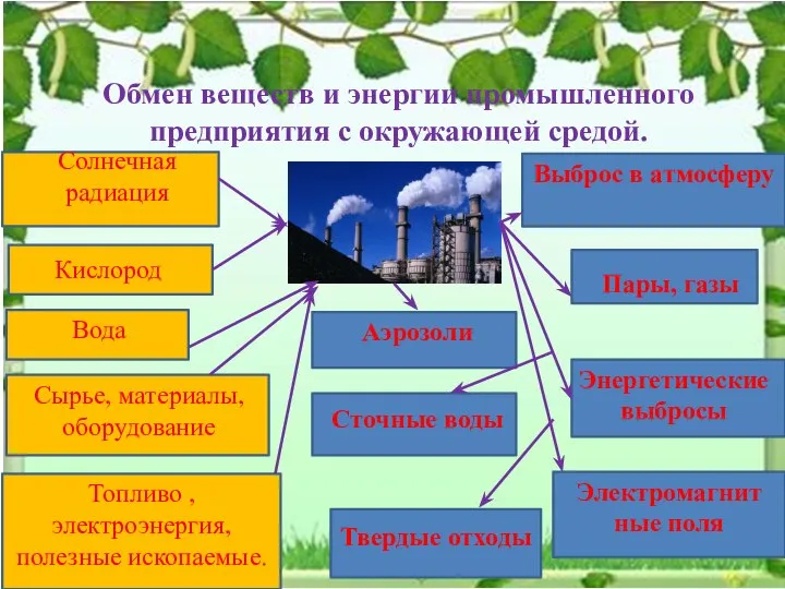 Обмен веществ и энергии промышленного предприятия с окружающей средой. Солнечная радиация