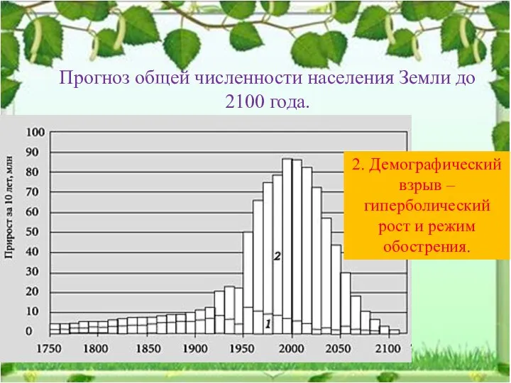 Прогноз общей численности населения Земли до 2100 года. 2. Демографический взрыв