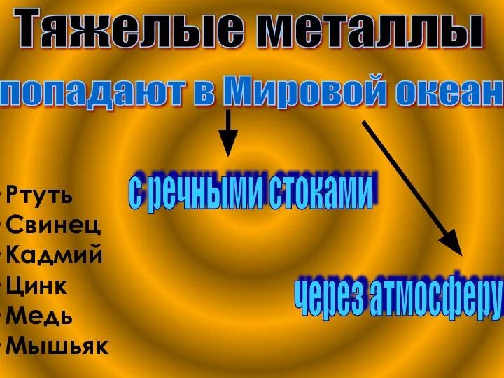 Тяжелые металлы Ртуть Свинец Кадмий Цинк Медь Мышьяк попадают в Мировой океан