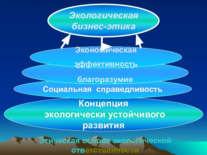 Экологическая бизнес-этика Концепция экологически устойчивого развития Социальная справедливость Экологическое благоразумие Экономическая эффективность Этическая основа экологической ответственности