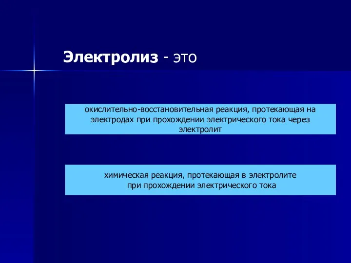 Электролиз - это окислительно-восстановительная реакция, протекающая на электродах при прохождении электрического