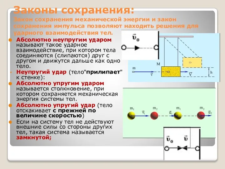 Законы сохранения: Закон сохранения механической энергии и закон сохранения импульса позволяют