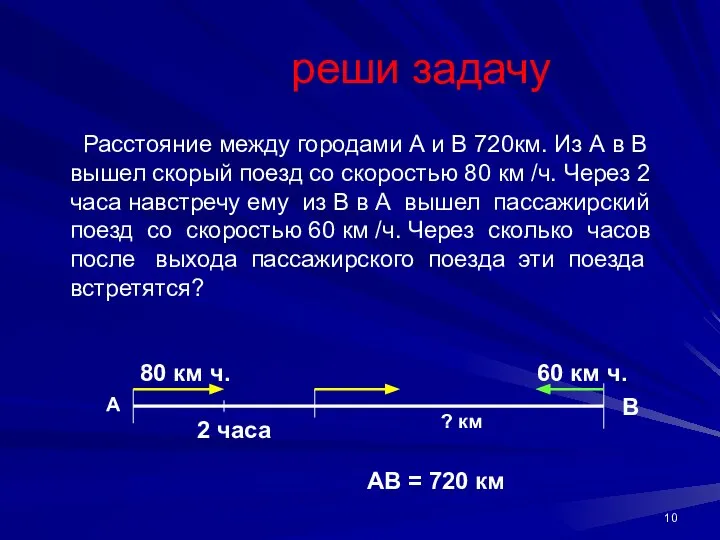 реши задачу Расстояние между городами А и В 720км. Из А