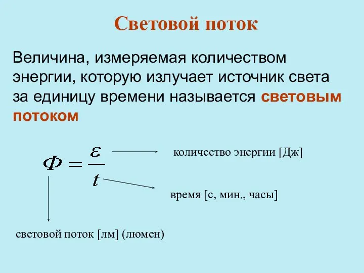 Величина, измеряемая количеством энергии, которую излучает источник света за единицу времени