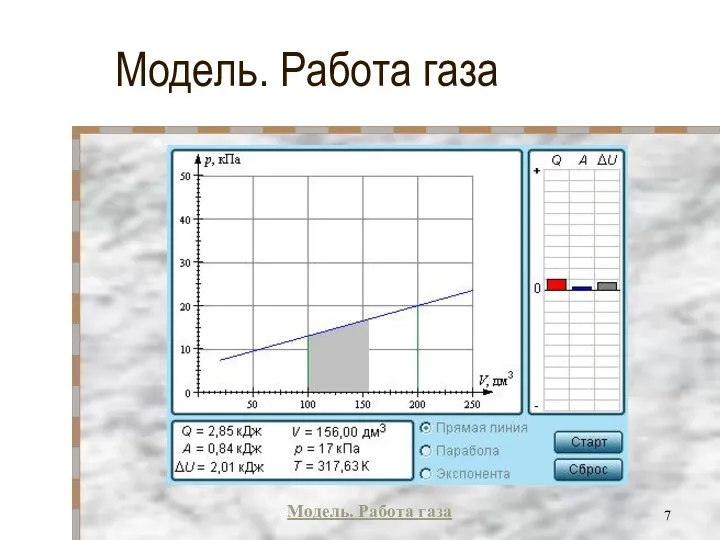 Модель. Работа газа Модель. Работа газа