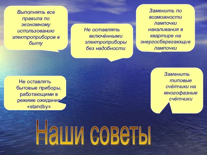 Наши советы Заменить по возможности лампочки накаливания в квартире на энергосберегающие