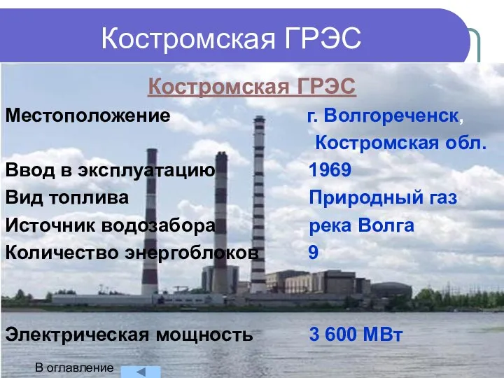 Костромская ГРЭС Местоположение г. Волгореченск, Костромская обл. Ввод в эксплуатацию 1969