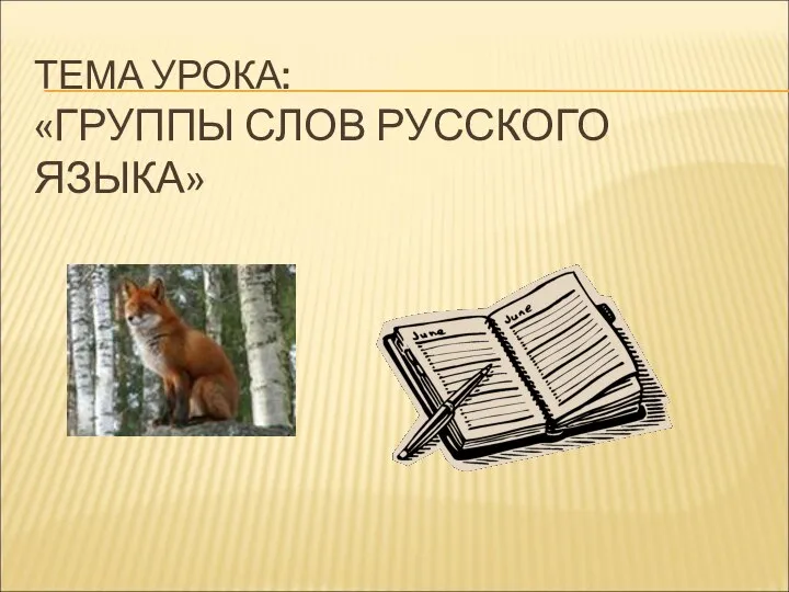 ТЕМА УРОКА: «ГРУППЫ СЛОВ РУССКОГО ЯЗЫКА»