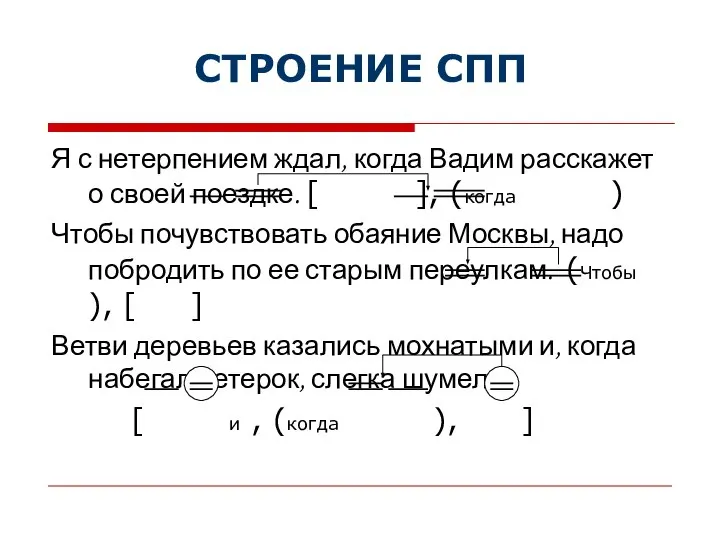 СТРОЕНИЕ СПП Я с нетерпением ждал, когда Вадим расскажет о своей