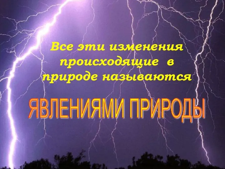 ЯВЛЕНИЯМИ ПРИРОДЫ Все эти изменения происходящие в природе называются