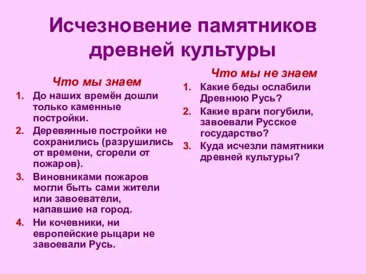 Исчезновение памятников древней культуры Что мы знаем До наших времён дошли