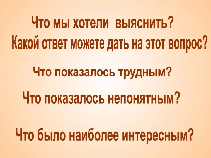 Что мы хотели выяснить? Какой ответ можете дать на этот вопрос?