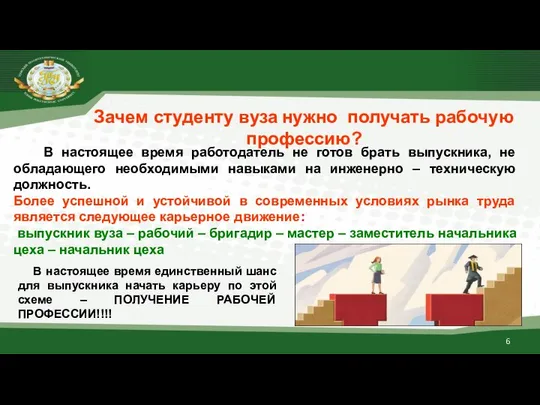 Зачем студенту вуза нужно получать рабочую профессию? В настоящее время работодатель