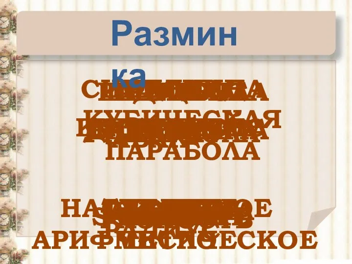 ПАРАБОЛА СИНУСОИДА ПРОЦЕНТ РАДИКАЛ РАДИАН ГИПЕРБОЛА КУБИЧЕСКАЯ ПАРАБОЛА АБАК БАРРЕЛЬ ДУГА