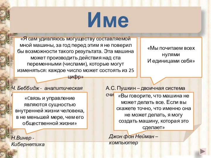 Имена «Мы почитаем всех нулями И единицами себя» А.С. Пушкин –