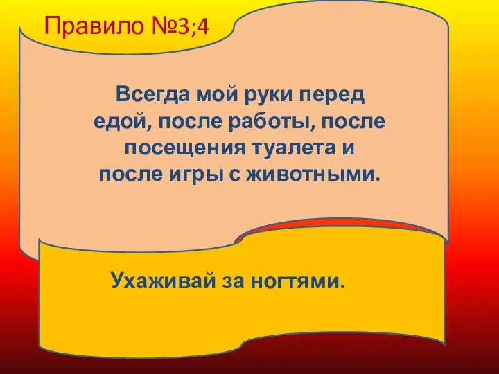 Правило №3;4 Всегда мой руки перед едой, после работы, после посещения