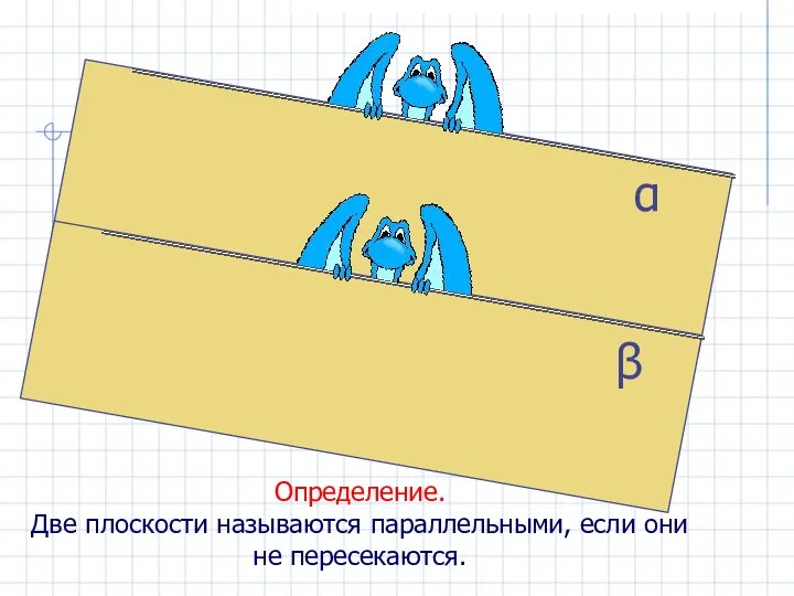 β α Определение. Две плоскости называются параллельными, если они не пересекаются.