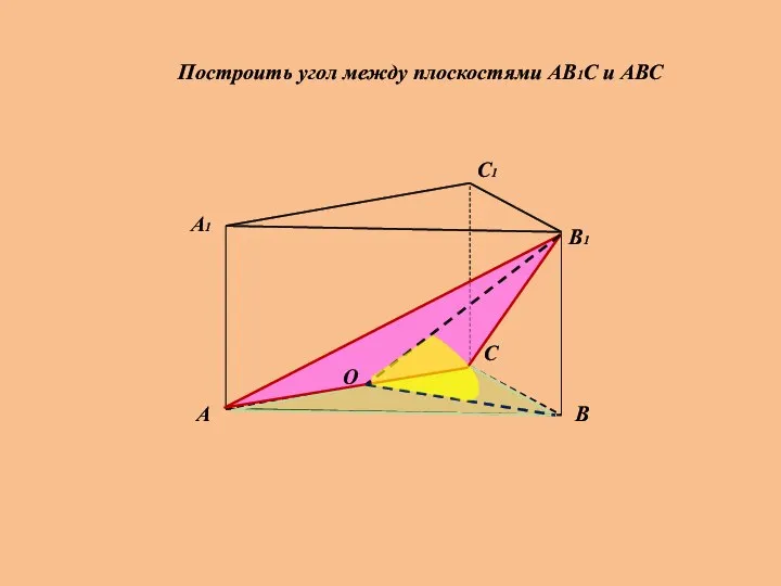 Построить угол между плоскостями АВ1С и АВС А А1 В В1 С С1 О
