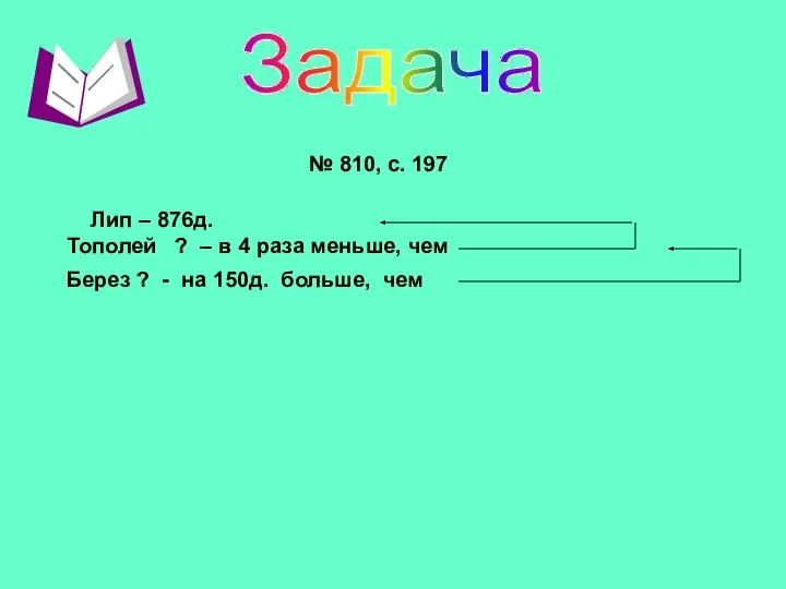 Задача № 810, с. 197 Лип – 876д. Тополей ? –