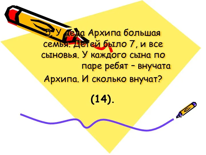 5. У деда Архипа большая семья. Детей было 7, и все