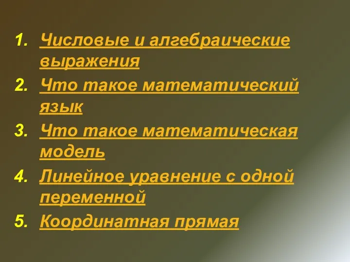 Числовые и алгебраические выражения Что такое математический язык Что такое математическая