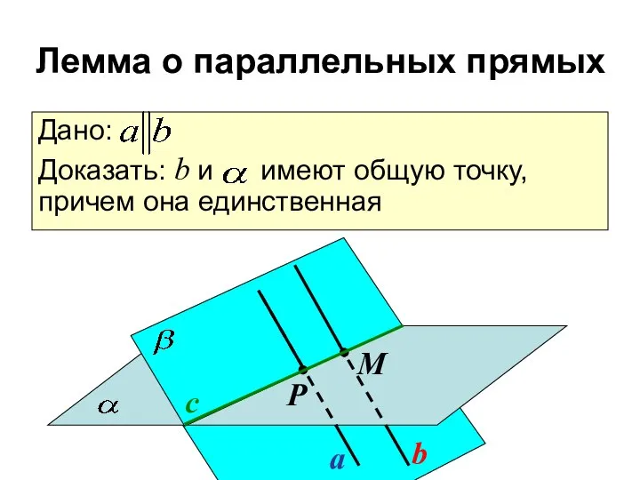 a b с Р М Дано: Доказать: b и имеют общую